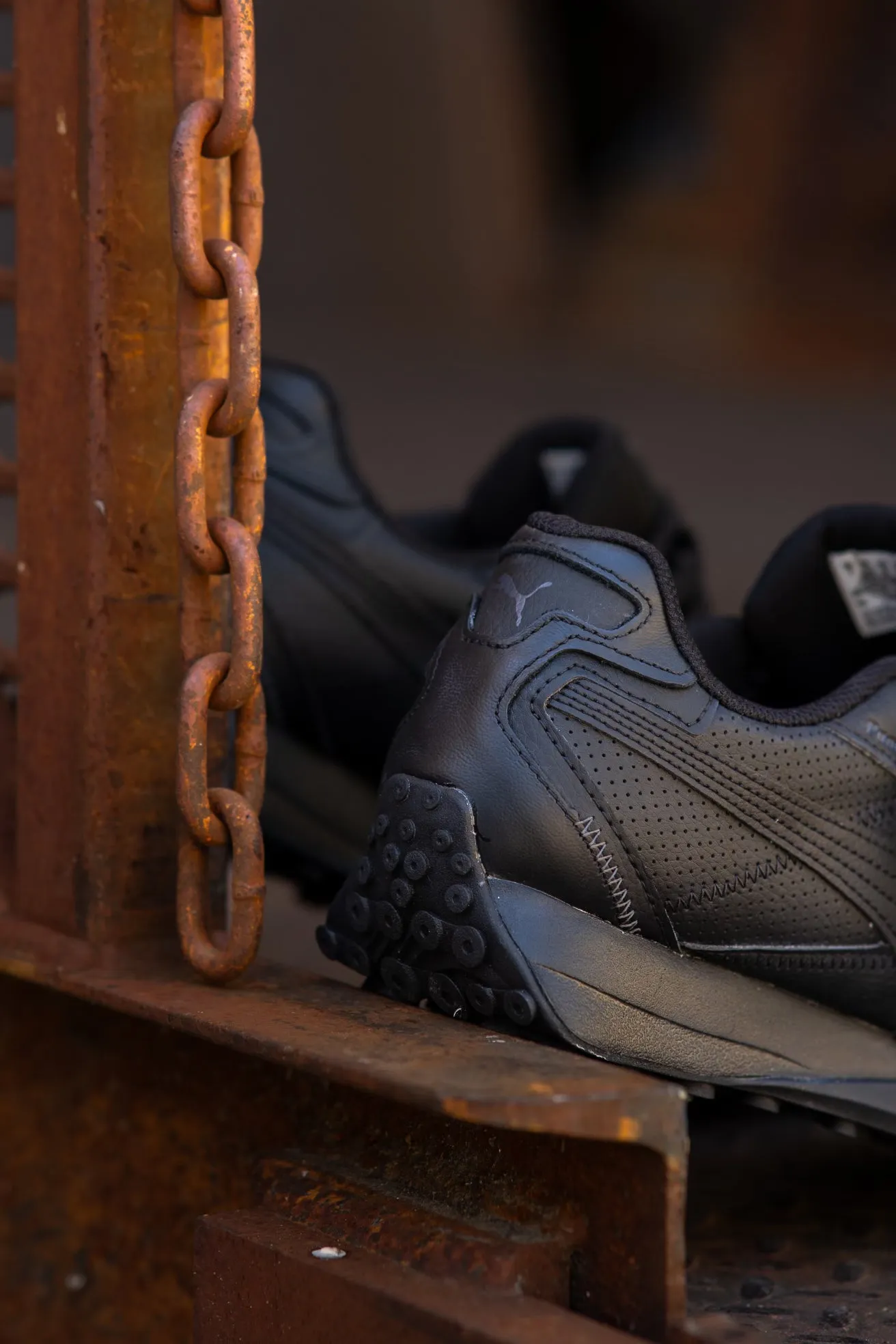 UV - resistant hikers Mens Puma Blacktop Rider Leather (Black/Shadow Grey)