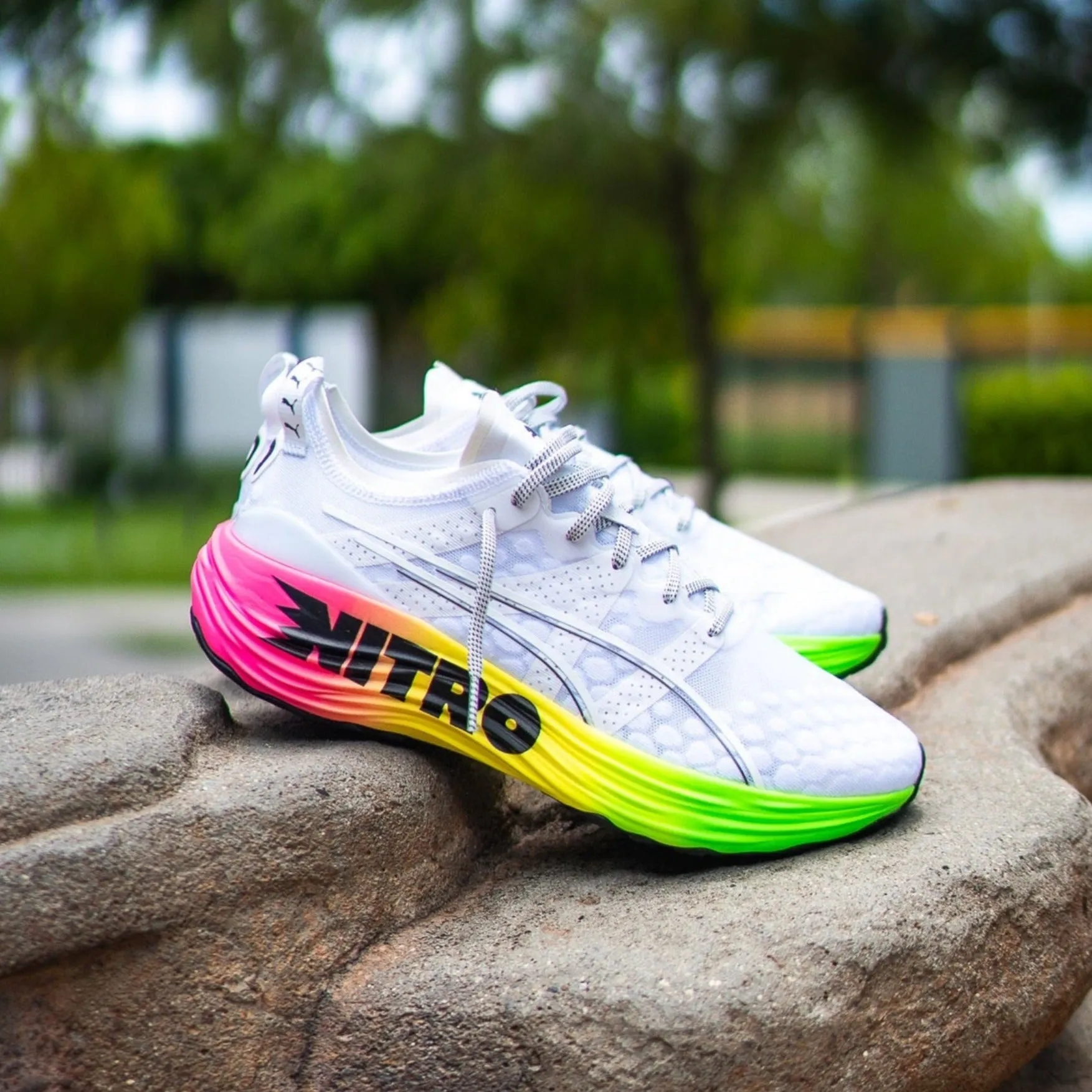 Mens Puma ForeverRUN Nitro Futrograde (White/Gecko Green) Fresh Look