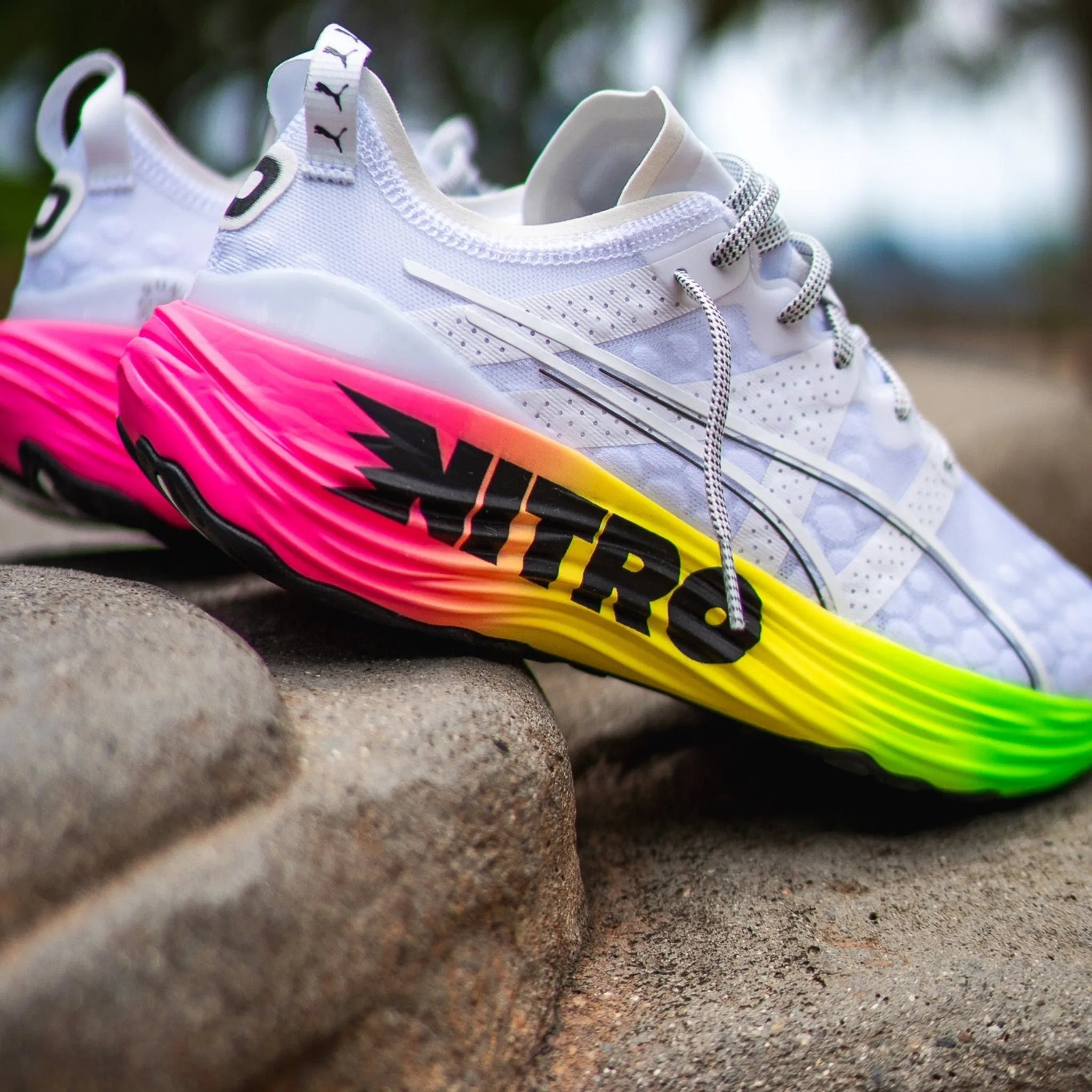 Flexible Support weekenders' options Mens Puma ForeverRUN Nitro Futrograde (White/Gecko Green)