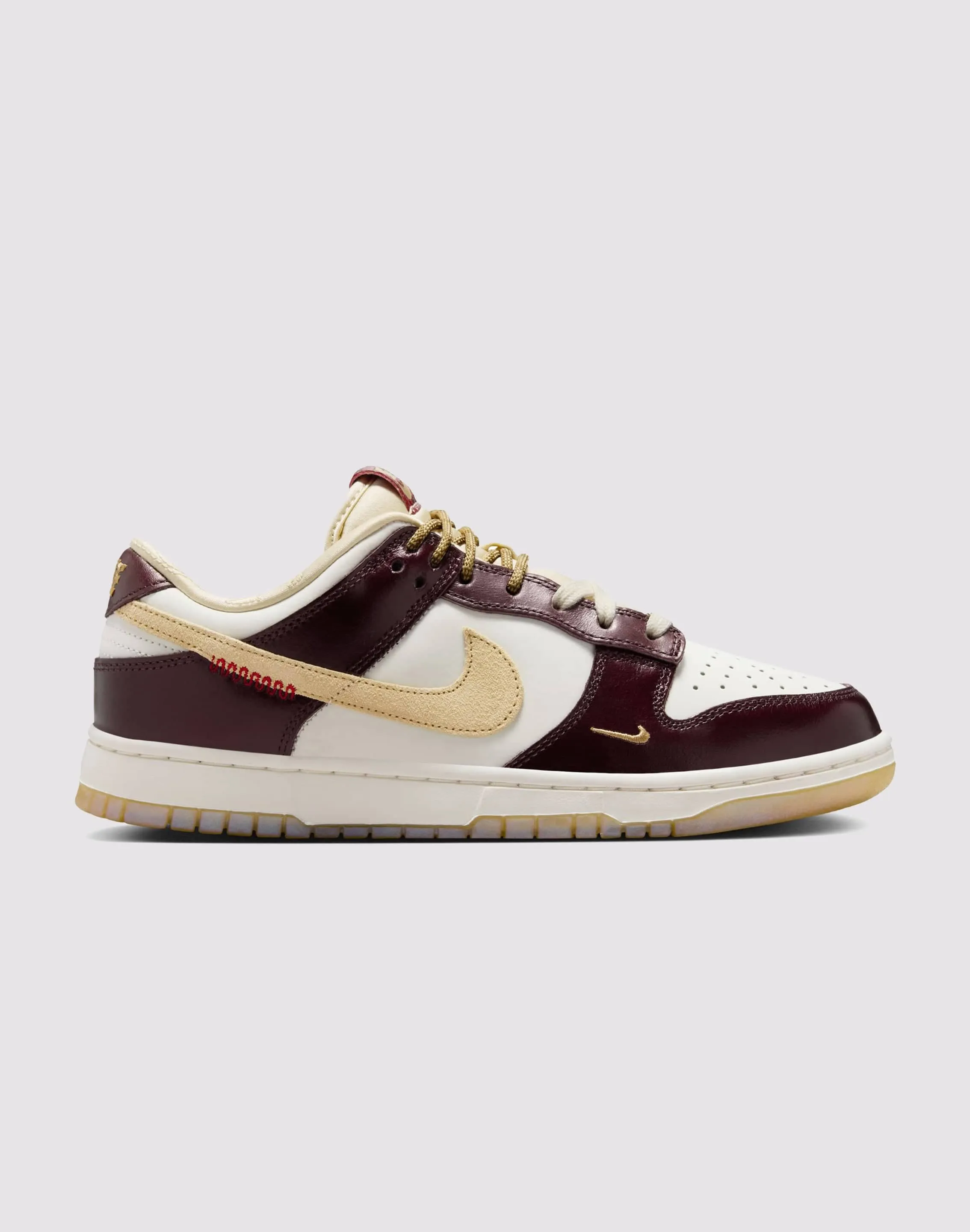 Upgraded arch Ultra Responsive Nike Dunk Low "Sail/Team Gold/Burgundy Crush"