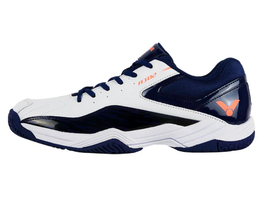 Victor A102 AB Badminton Shoes (White/Blue) Sturdy Shield Titan