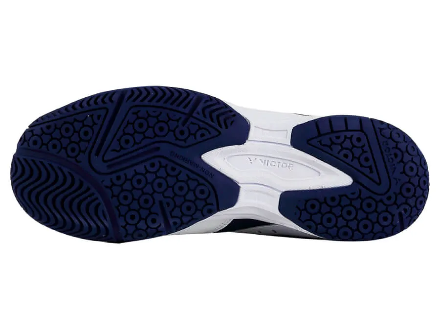 country Victor A102-AB Unisex Badminton Shoes (Bright White/Blue Print)