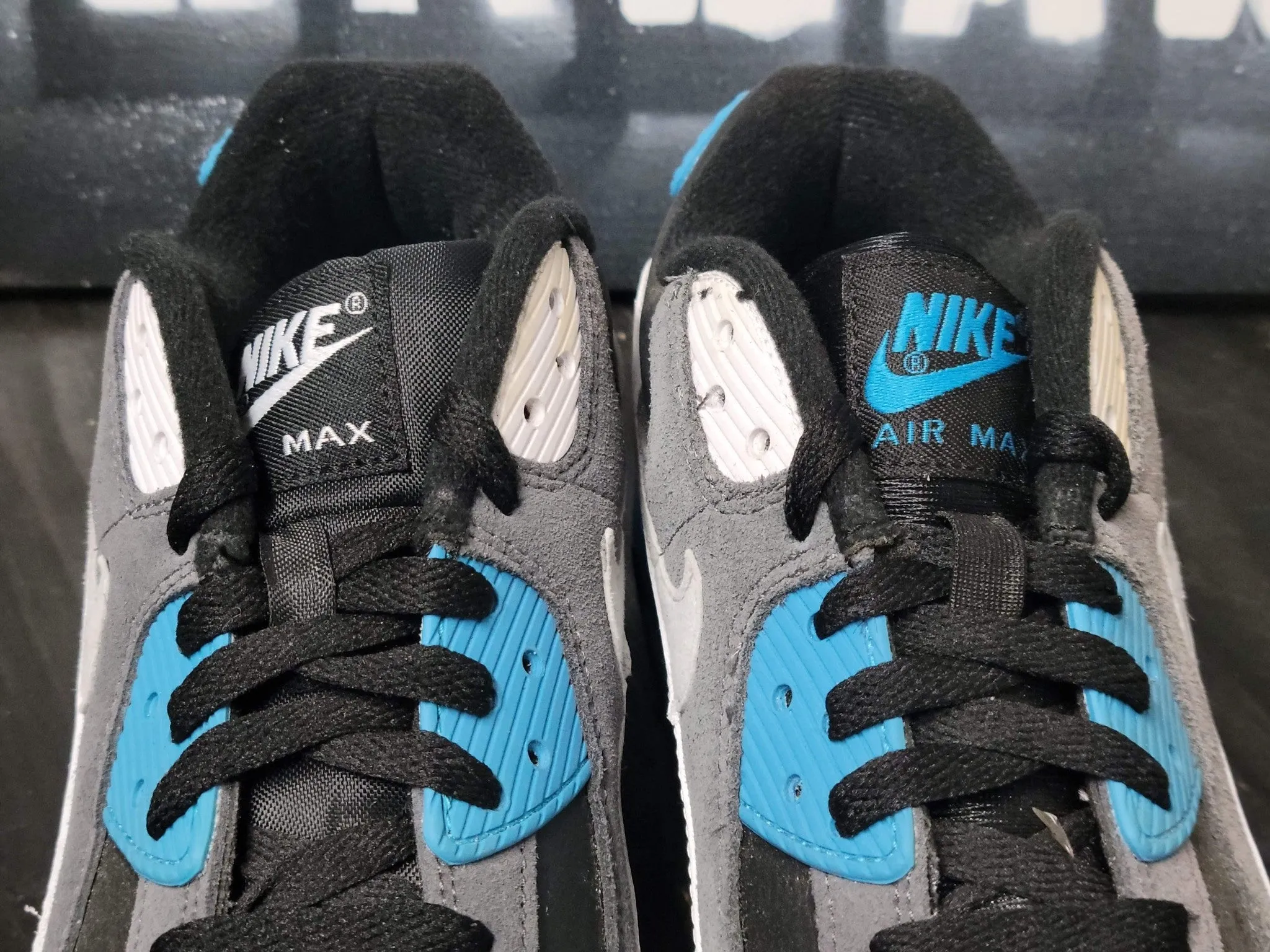 summer running footwear competitive runner shoes Nike Error Mistake Air Max 90 White/Laser Blue Running Shoes Youth 6y Women 7.5