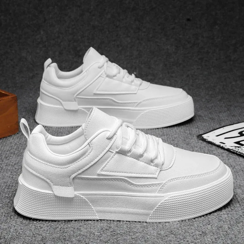 White Shoes Men Couple Casual Skateboard Shoes Comfortable Sneakers Men's Fashion Shoes Trendy Thick Soled Shoes Plus Size 39-47 Move Light
