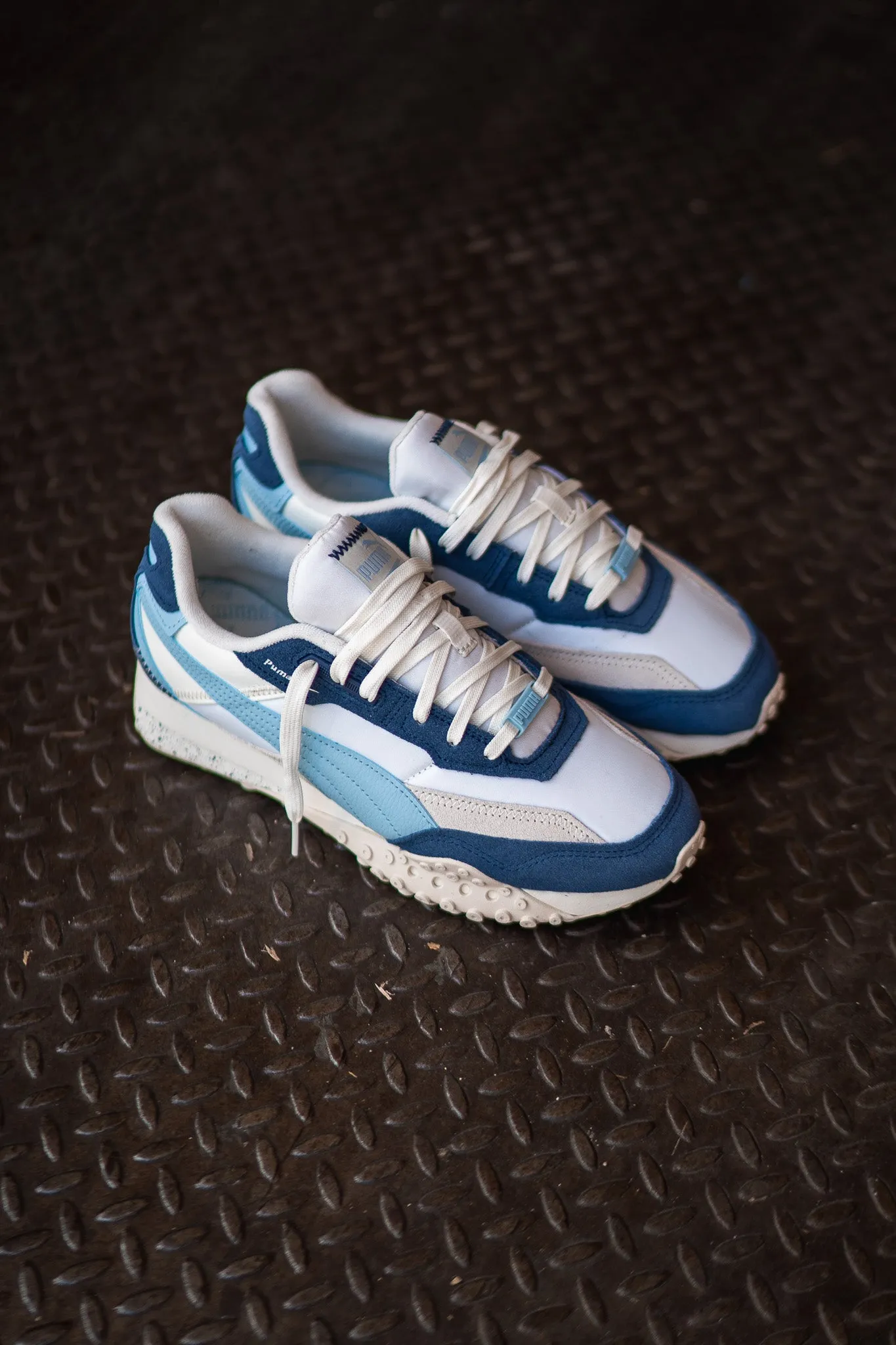 Women Puma Blacktop Rider (Warm White/Inky Blue) Angel Glow