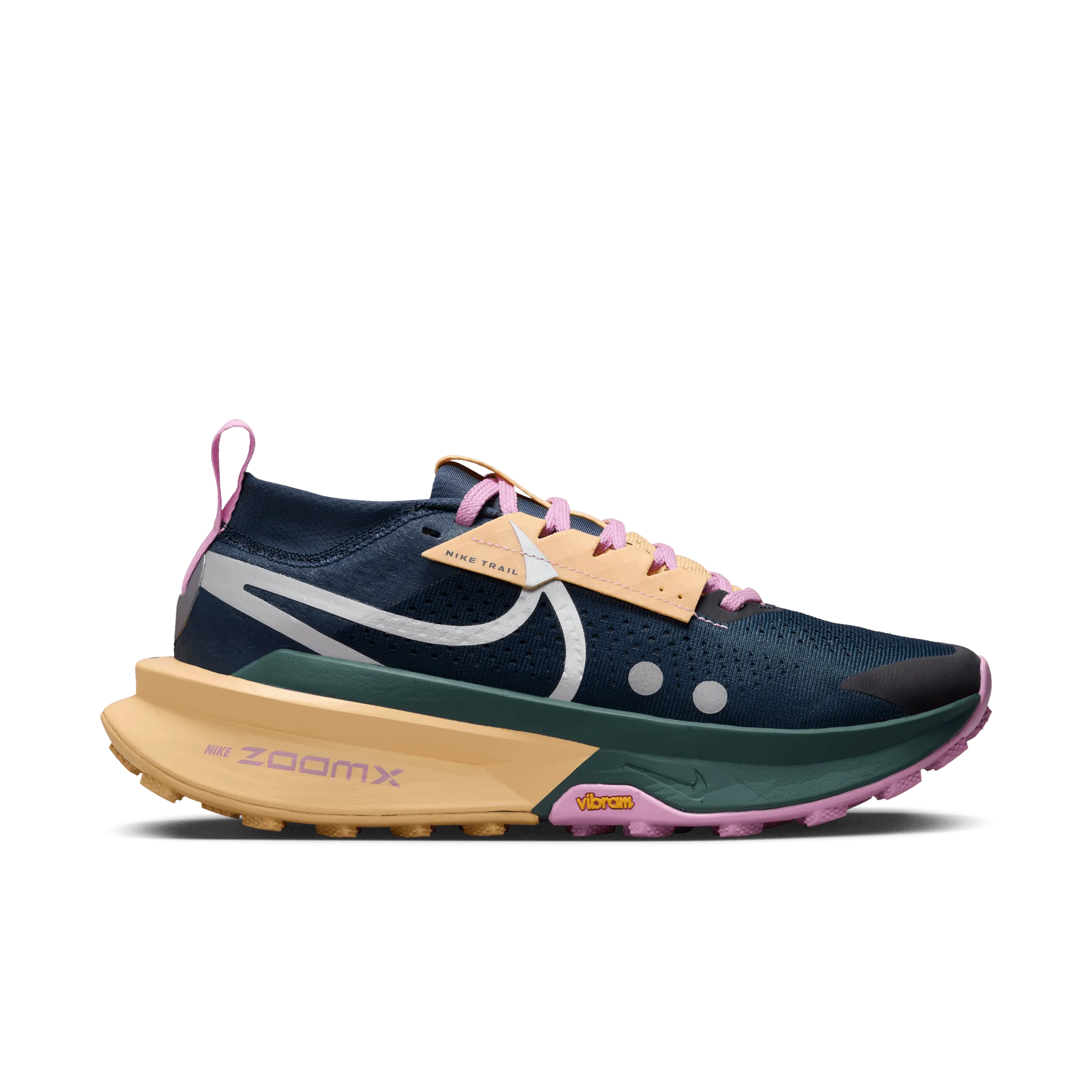 WOMEN'S ZEGAMA TRAIL 2 - B - 401 ARMORY NAVY/SILVER running on a treadmill at home shoes intermediate shoes