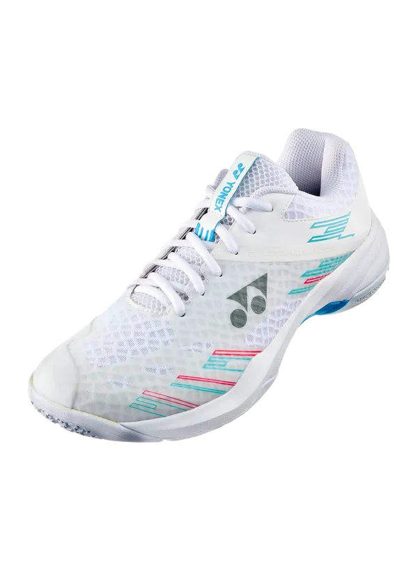 Glide Alpha Yonex 2024 Power Cushion Cascade Accel Wide Badminton Shoes [White/Skyblue]