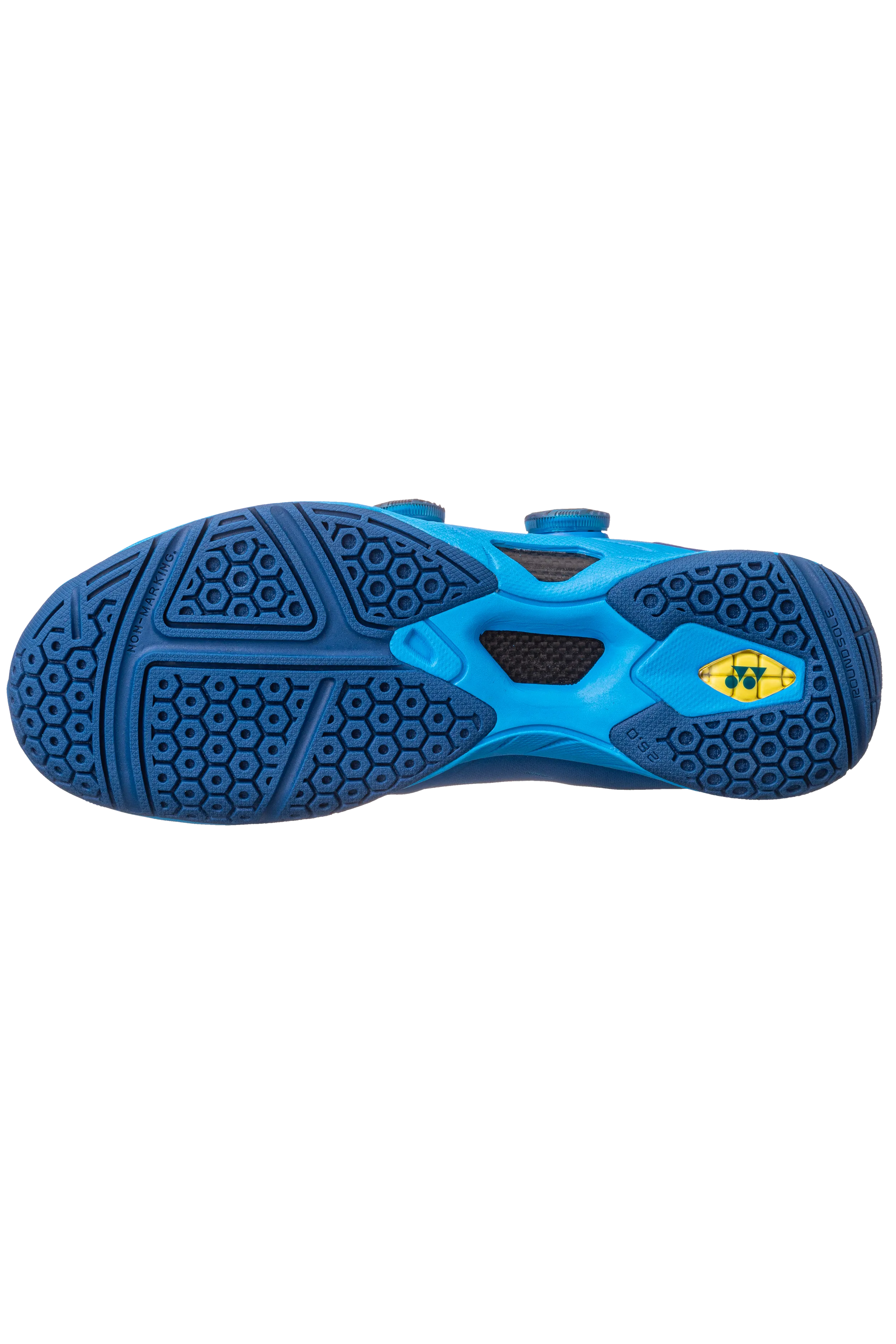 right foot Yonex Power Cushion Infinity 2 Badminton Shoes (Metallic Blue)