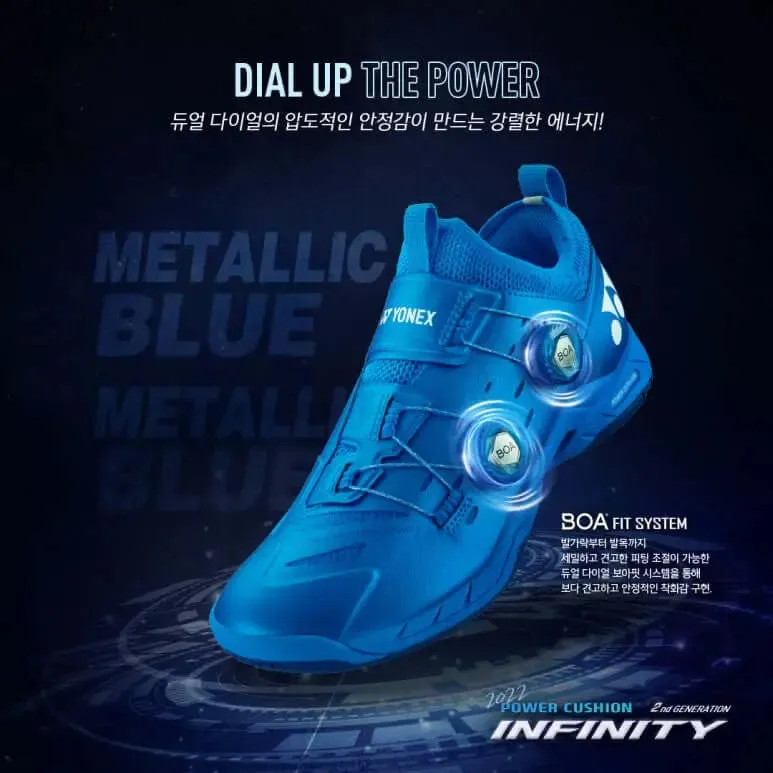 Yonex Power Cushion Infinity 2 Unisex Court Shoe (Metallic Blue) Quick Flow Control One